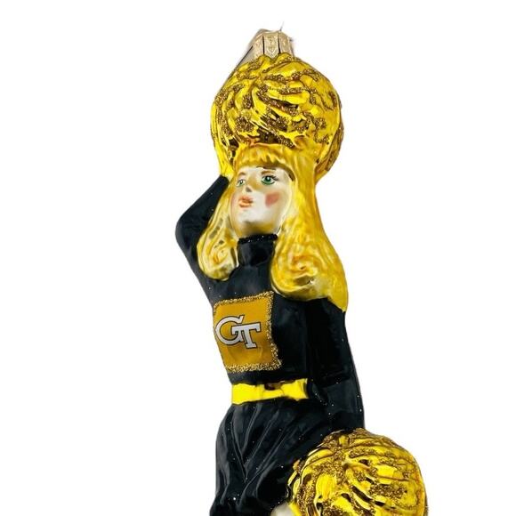Glasscots Christmas Ornament Georgia Tech GT Cheerleader Figurine Glass - MIB - Picture 9 of 9